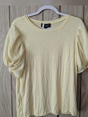 Laundry by Shelli Segal Women's Pale Yellow Puff-Sleeve Top